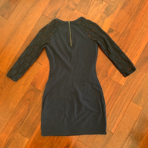 EXPRESS Navy Blue Lace Sleeve T-Shirt Dress - Picture 8 of 12
